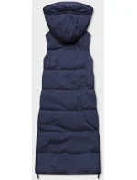 Tmavo modro-khaki dlhá dámska obojstranná vesta (B8137-3)