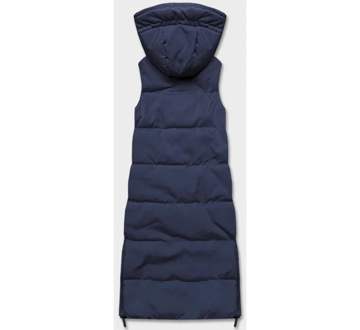 Tmavo modro-khaki dlhá dámska obojstranná vesta (B8137-3)