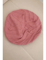 Dámska zimná vlnená čiapka s ozdobným vzorom K378 tmavoružová