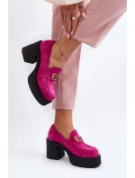 Zazoo 20170 Półbuty Zamszowe Damskie Na Słupku Fuksja