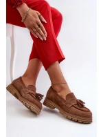 Zazoo 3469 Zamszowe Mokasyny Damskie Z Frędzlami Brązowe