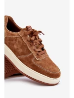 Męskie Sneakersy Na Platformie Zamszowe Big Star OO174014 Brązowe