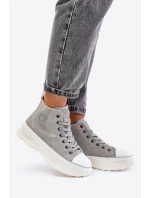 Ocieplane Trampki Damskie Na Platformie Big Star OO274073 Szare Ocieplane Trampki Damskie Na Platformie Big Star OO274073 Szare