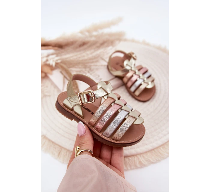 Sandałki Dziecięce Dziewczęce Z Eko Skóry Złote Mariana Sandałki Dziecięce Dziewczęce Z Eko Skóry Złote Mariana