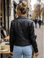 Dámska kožená bunda v štýle Ramones, čierna, FashionStreet TY5723 Dámska kožená bunda v štýle Ramones, čierna, FashionStreet TY5723
