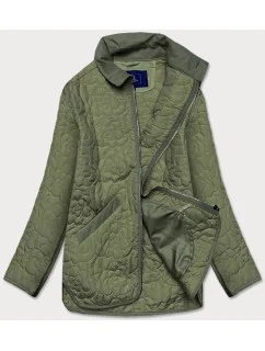 Tenká zelená dámska bunda s ozdobným prešívaním (JIN226)
