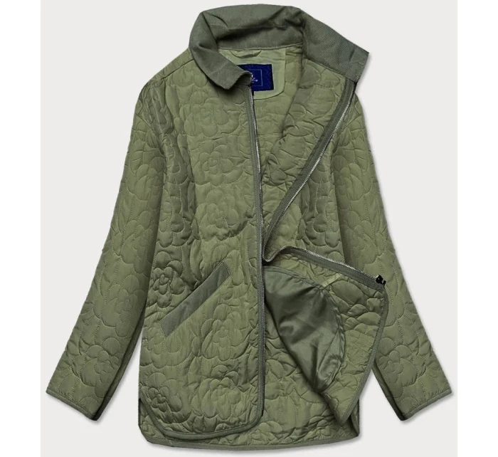 Tenká zelená dámska bunda s ozdobným prešívaním (JIN226) Tenká zelená dámska bunda s ozdobným prešívaním (JIN226)