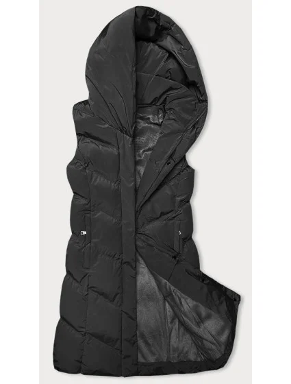 Dámska vesta so stojačikom a kapucňou čierna (23-011)