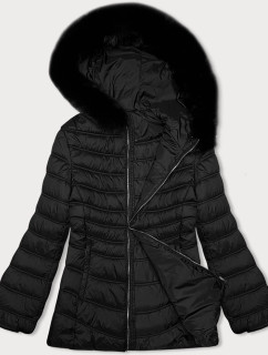 Černá dámská bunda s kapucí J Style pro přechodné období (11Z8093)
