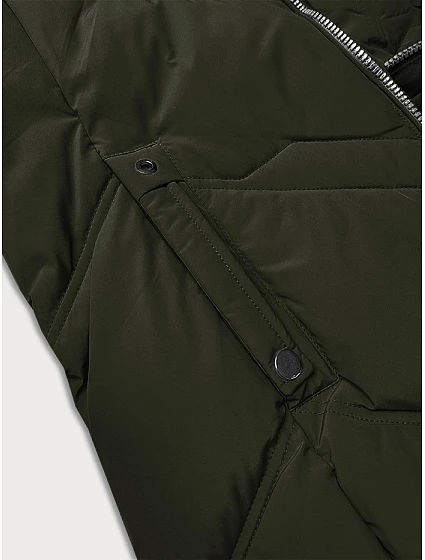 Dámská zimní plus size bunda v khaki barvě s kapucí model 21248361 - S'WEST