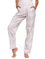 Pyžamové nohavice Moraj biely a ružový flanel