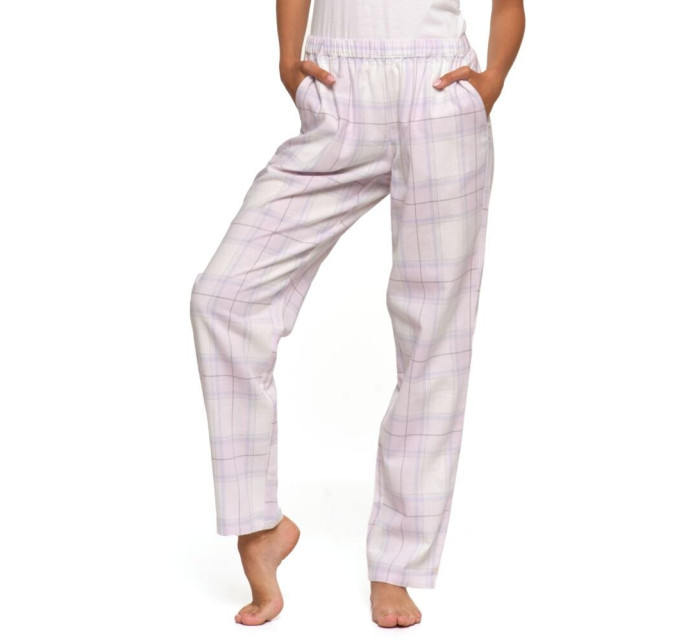 Pyžamové nohavice Moraj biely a ružový flanel