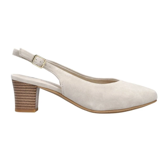 Béžové kožené lodičky s otvorenou špičkou Rieker 44651-60