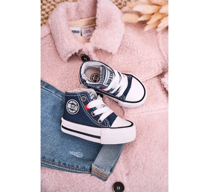 Dziecięce Wysokie Trampki Z Suwakiem BIG STAR HH374189 Granatowe Dziecięce Wysokie Trampki Z Suwakiem BIG STAR HH374189 Granatowe