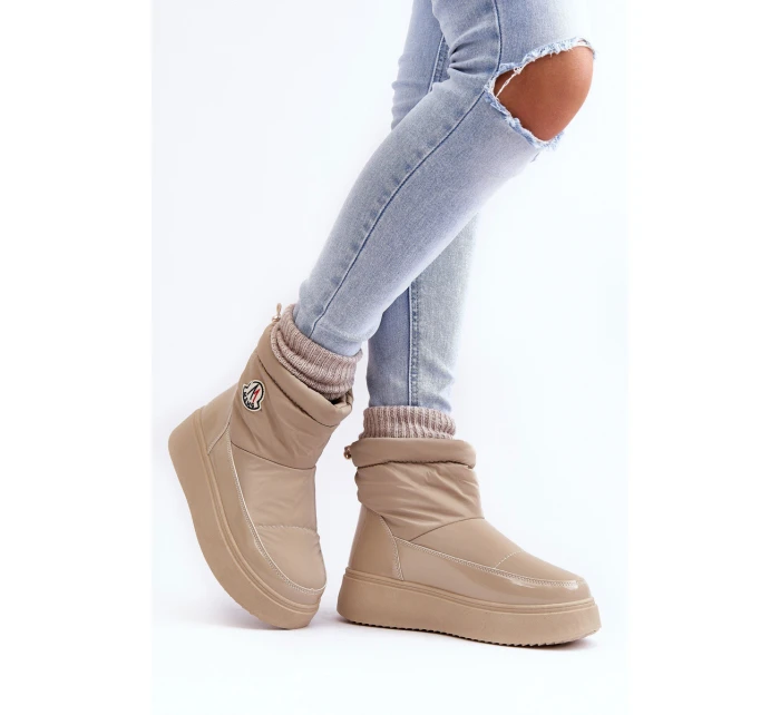 Wsuwane Śniegowce Damskie Na Platformie Beżowe Gattea Wsuwane Śniegowce Damskie Na Platformie Beżowe Gattea