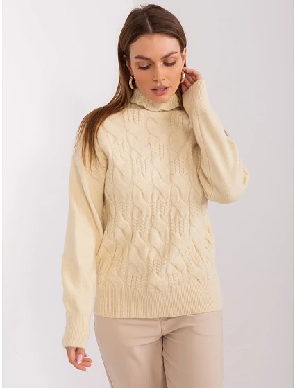 Sweter AT SW model 19157891 jasny beżowy - FPrice Sweter AT SW model 19157891 jasny beżowy - FPrice