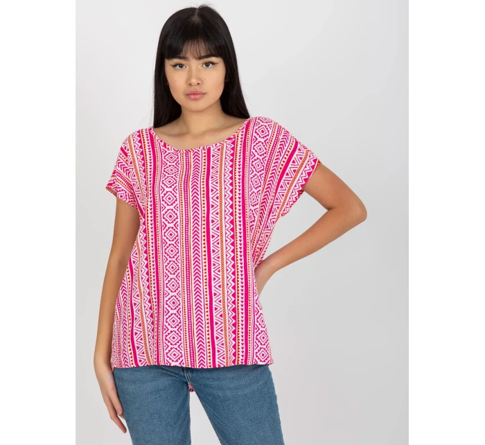 Dámska blúzka D73771R10978P biela a ružová - FPrice