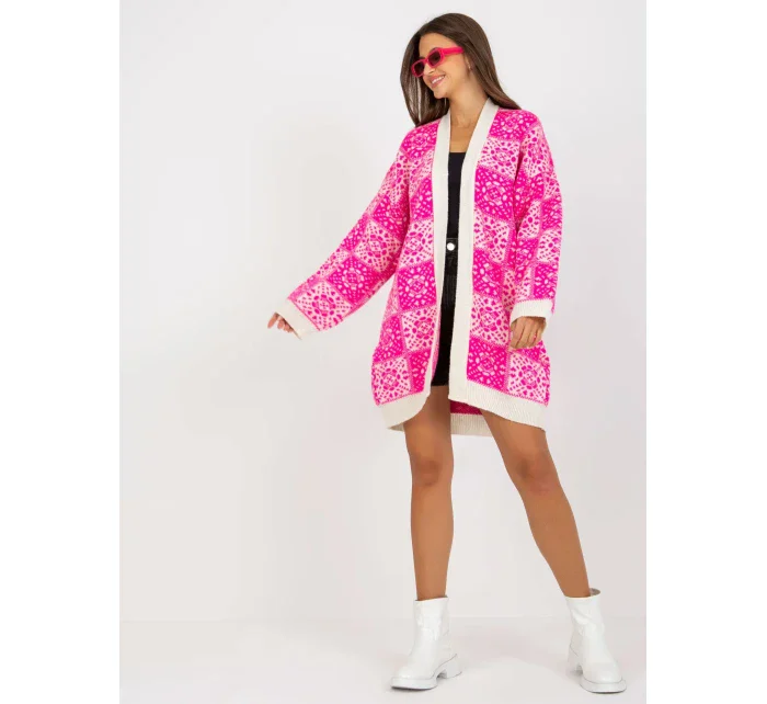 Dámsky sveter LC SW 0301 biely a ružový