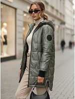 Dámska prešívaná prechodová bunda s kapucňou, zelená, FashionStreet TY5789 Dámska prešívaná prechodová bunda s kapucňou, zelená, FashionStreet TY5789
