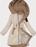 Dámska bunda so šnúrkou v páse S'West light beige (B8352-46)