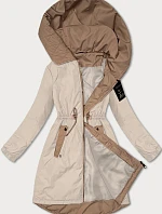 Dámska bunda so šnúrkou v páse S'West light beige (B8352-46)