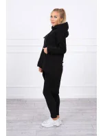 Zateplená mikina s dlouhými zády a kapucí černá