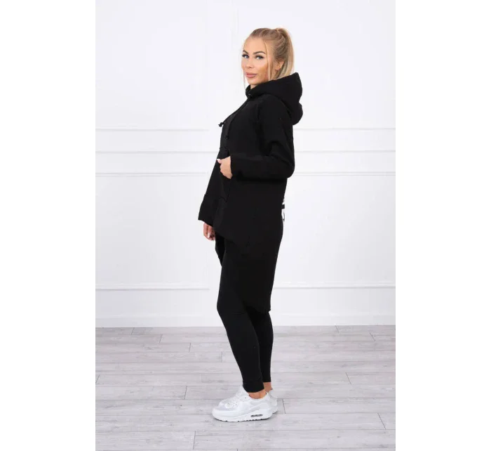 Zateplená mikina s dlouhými zády a kapucí černá