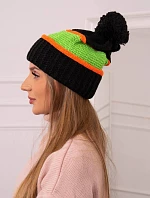 Kinga dámska čiapka K297 čierna+zelená neón+oranžová
