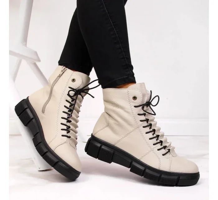 Rieker W X3428 béžové zateplené topánky