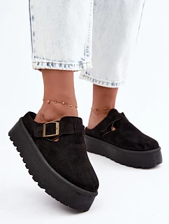 Dámské pantofle na platformě s sponou černé model 22368013 - Boto