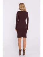 M821 Pletené šaty so širokými rukávmi - hnedé