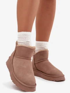 Dámske snehové topánky z prírodného semišu Vinceza - béžové