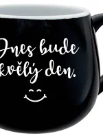 DNES BUDE SKVĚLÝ DEN. - černý keramický hrníček 300 ml