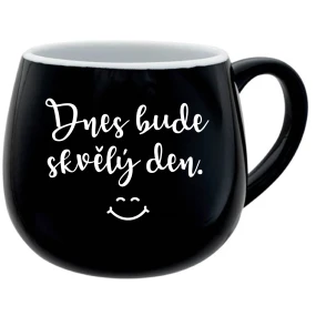 DNES BUDE SKVĚLÝ DEN. - černý keramický hrníček 300 ml DNES BUDE SKVĚLÝ DEN. - černý keramický hrníček 300 ml