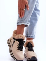 Dámske športové členkové topánky 21-Q99 model 185656 Beige with black - Step in style