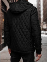 Pánska prešívaná bunda s kapucňou čierna Dstreet TX4989 Pánska prešívaná bunda s kapucňou čierna Dstreet TX4989