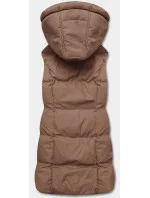 Tmavě béžová péřová dámská vesta s kapucí model 18983639 - J.STYLE