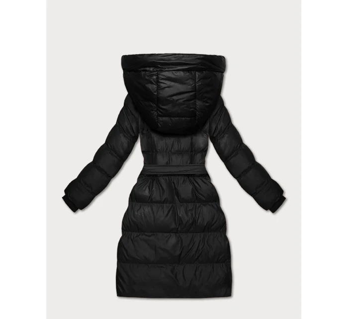 Černá prošívaná zimní bunda s páskem model 21748211 - J.STYLE