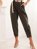 Letné nohavice Punto so zapínaním na gombíky tmavá khaki