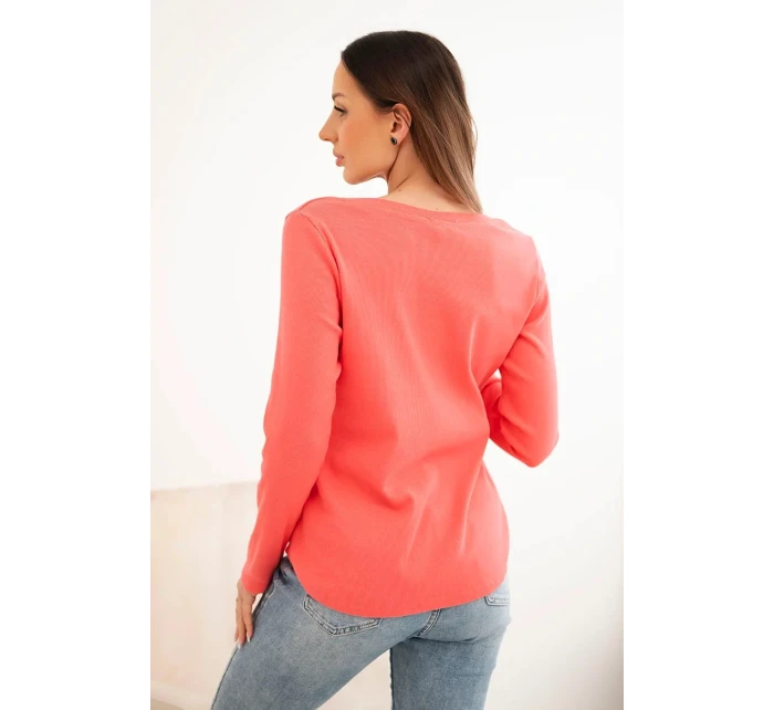 Dámska bavlnená blúzka s dlhými rukávmi a gombíkmi vo výstrihu malinová