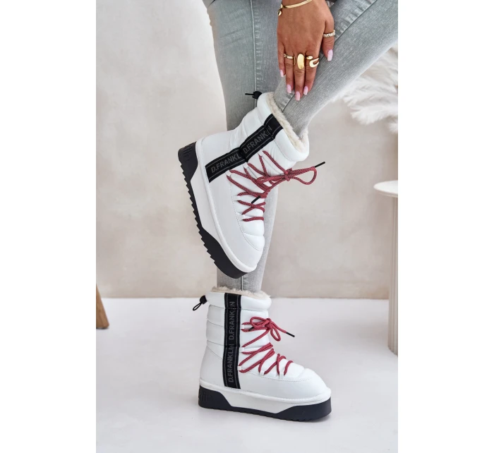 Śniegowce Damskie Na Grubej Podeszwie Wegańskie D.Franklin DFSH371007 Białe