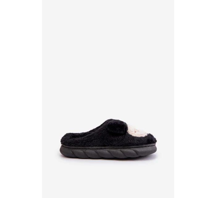 Ciepłe Futrzane Kapcie Damskie Czarne Jozelinetta
