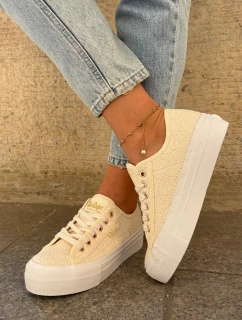 Trampki Damskie Z Koronką Lee Cooper LCW-25-31-3440L Beżowe