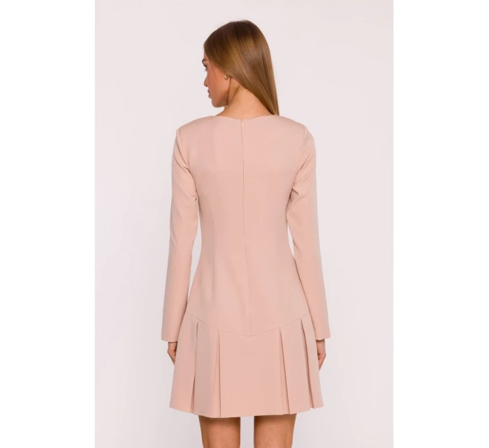 Šaty s záhyby béžové model 21295918 - Moe Šaty s záhyby béžové model 21295918 - Moe