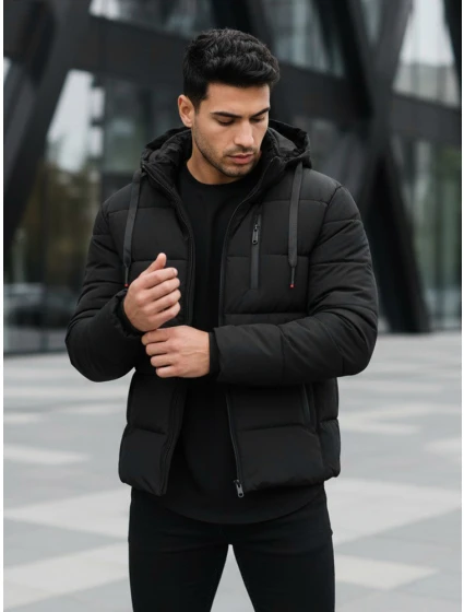 Pánská prošívaná zimní bunda s kapucí černá Dstreet model 21995387 - FashionStreet