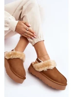 Kožené Semišové Pantofle Dámské Na Platformě S Kožíškem Camel model 21638811 - Boto Kožené Semišové Pantofle Dámské Na Platformě S Kožíškem Camel model 21638811 - Boto