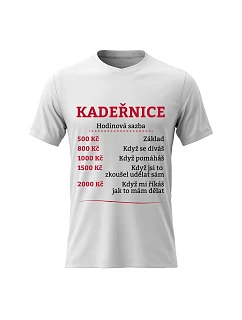 Dámské bavlněné tričko s potiskem - HODINOVÁ SAZBA KADEŘNICE - bílé