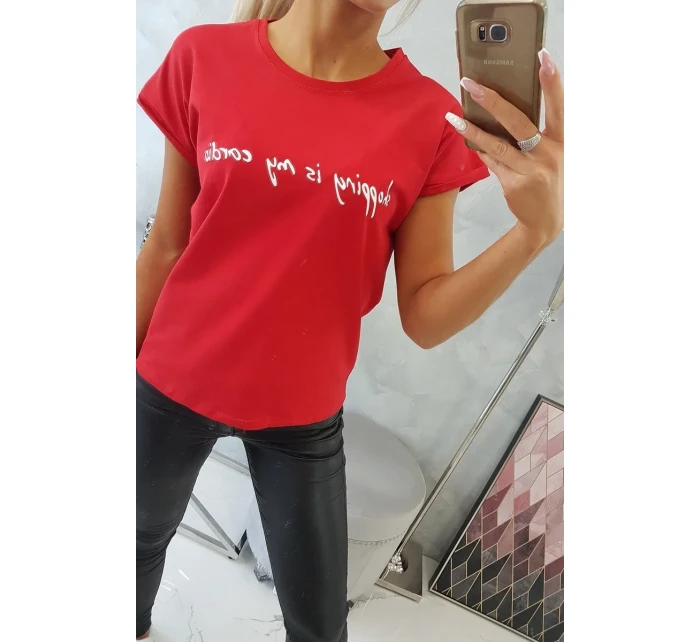 Nakupovanie je moja kardio červená blúzka Nakupovanie je moja kardio červená blúzka