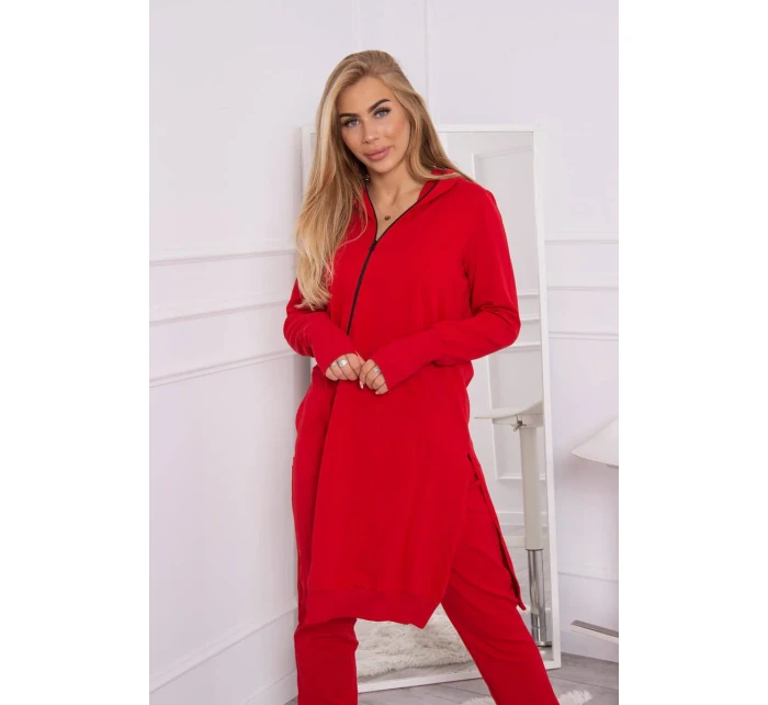 Súprava mikín s dlhšími stranami červená