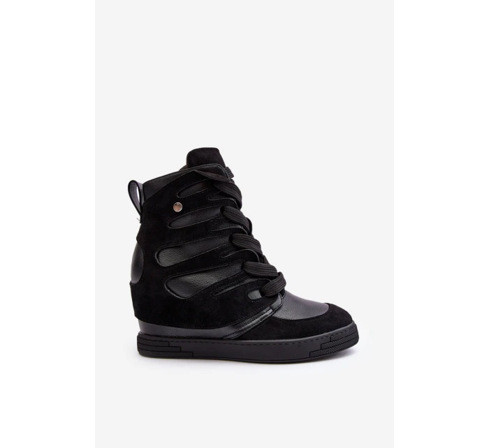 Kožené Boty Na Podpatku Černé model 21635445 - Boto Kožené Boty Na Podpatku Černé model 21635445 - Boto